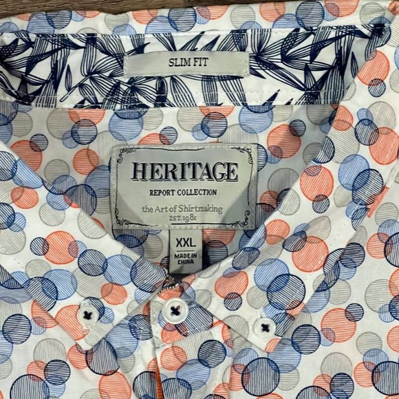 Heritage Report Collection Mens Button Up Short Sleeve Shirt Size XXL Slim Fit - Picture 8 of 8